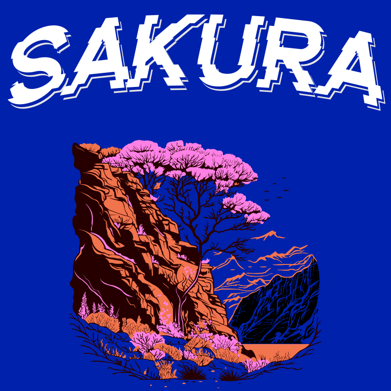 "Sakura" Royal Blue oversized-Tshirt