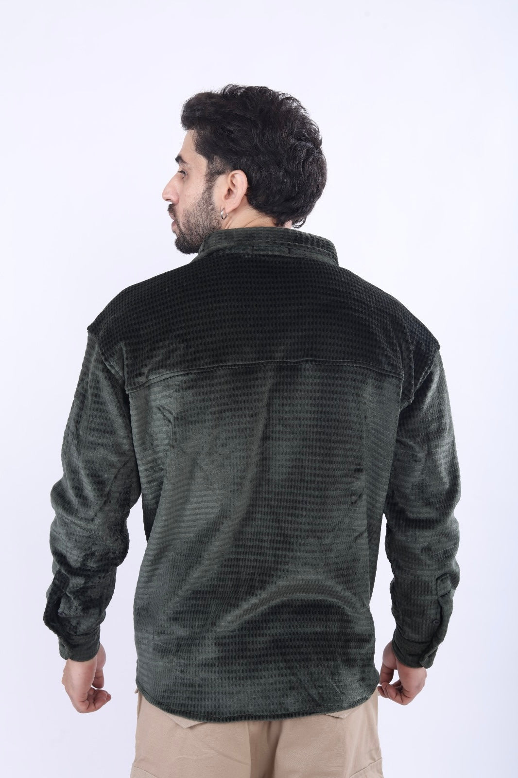 Rabbit Velvet Fabric Olive Shirt