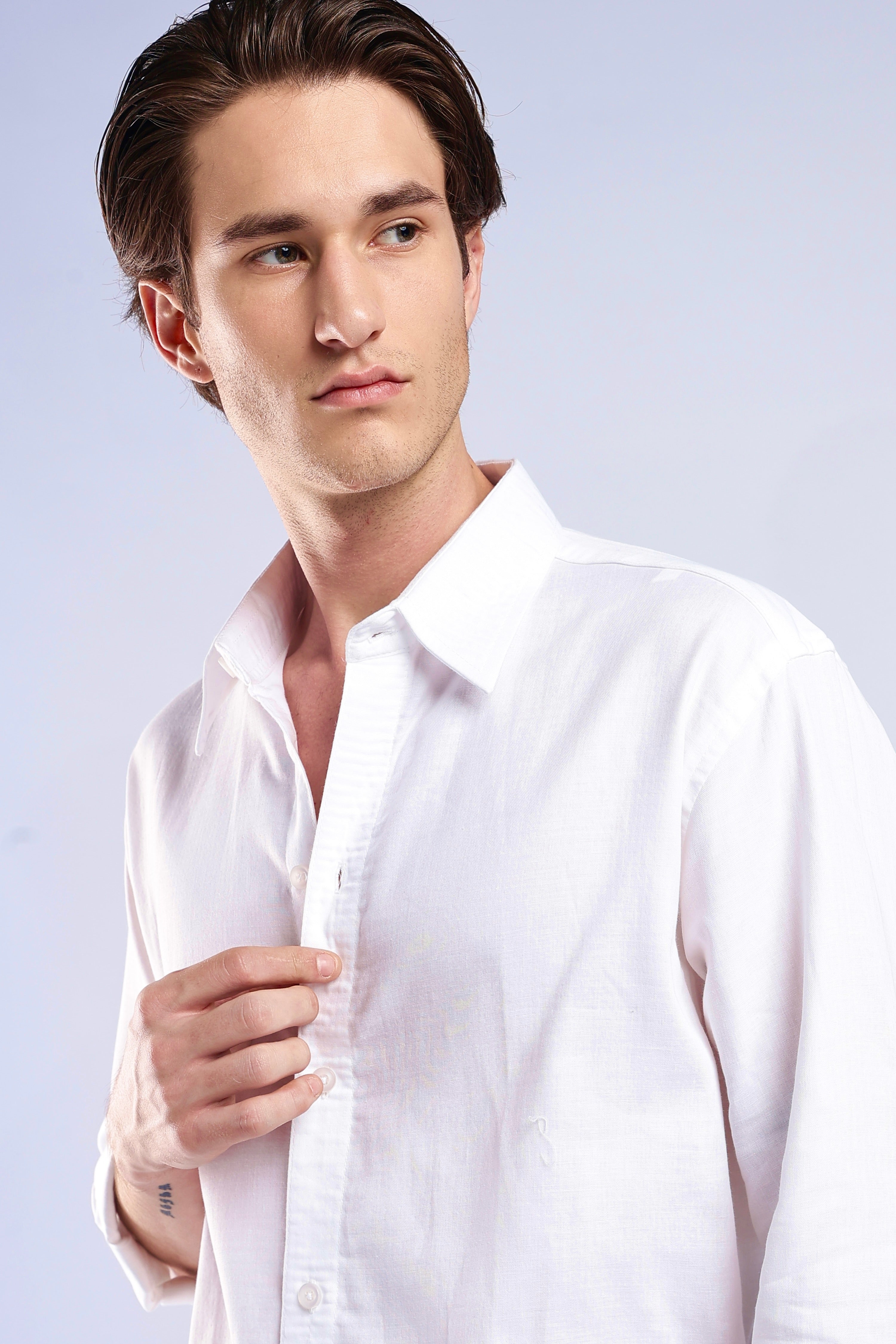White Turkish Linen Shirt Secondary image