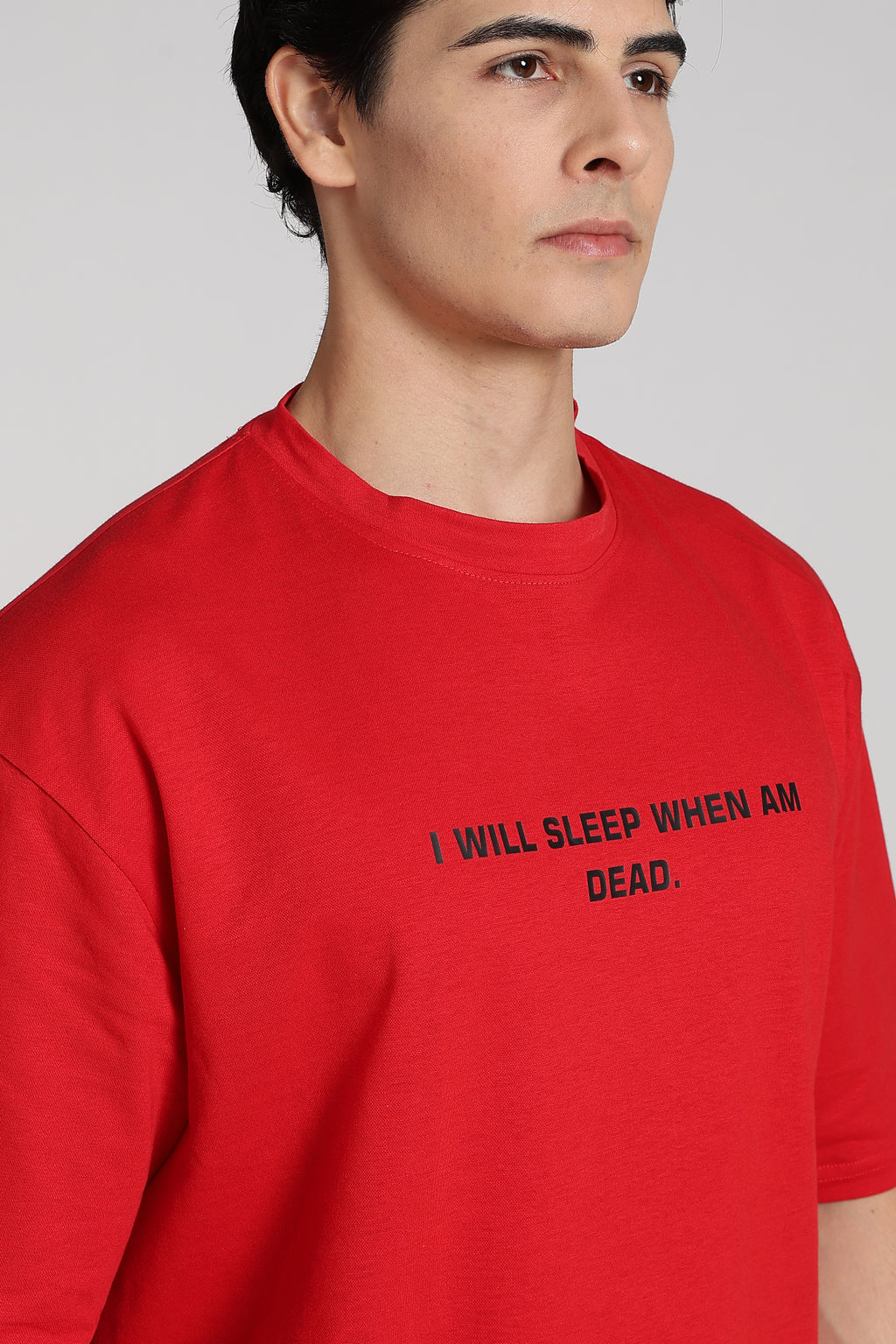 Quoted Monster Red Oversized Tshirt