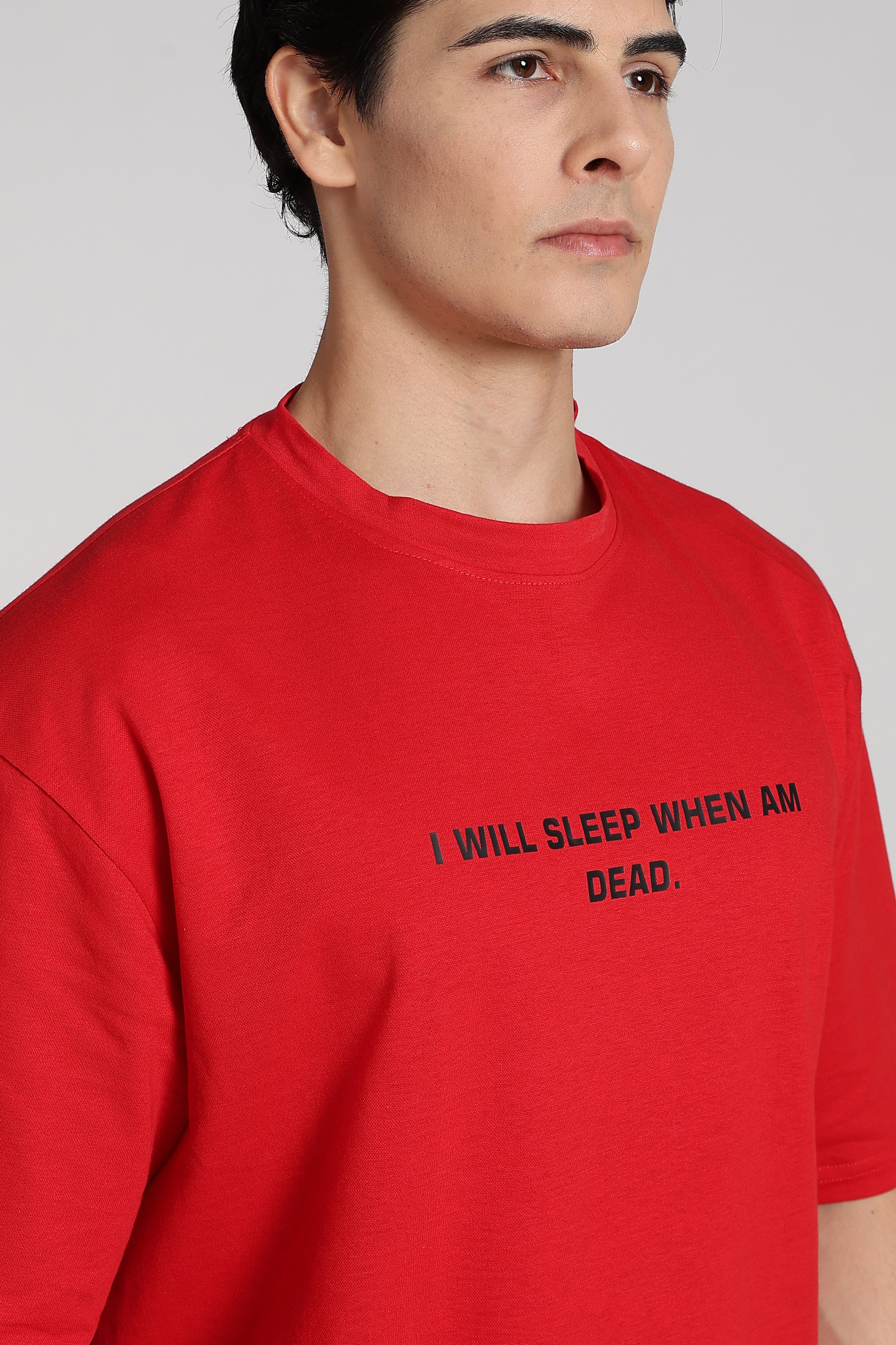 Quoted Monster Red Oversized Tshirt