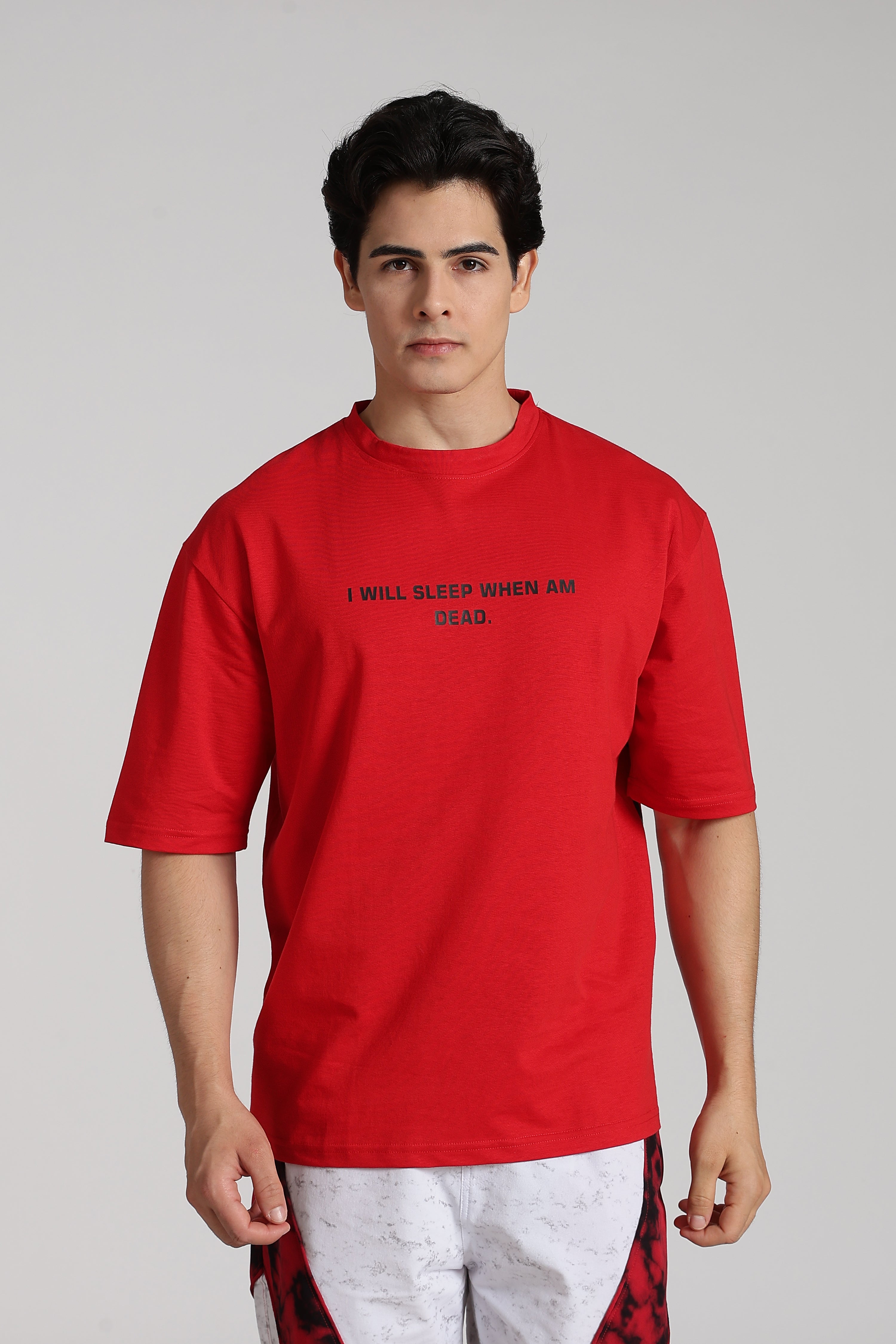 Quoted Monster Red Oversized Tshirt