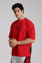 Quoted Monster Red Oversized Tshirt