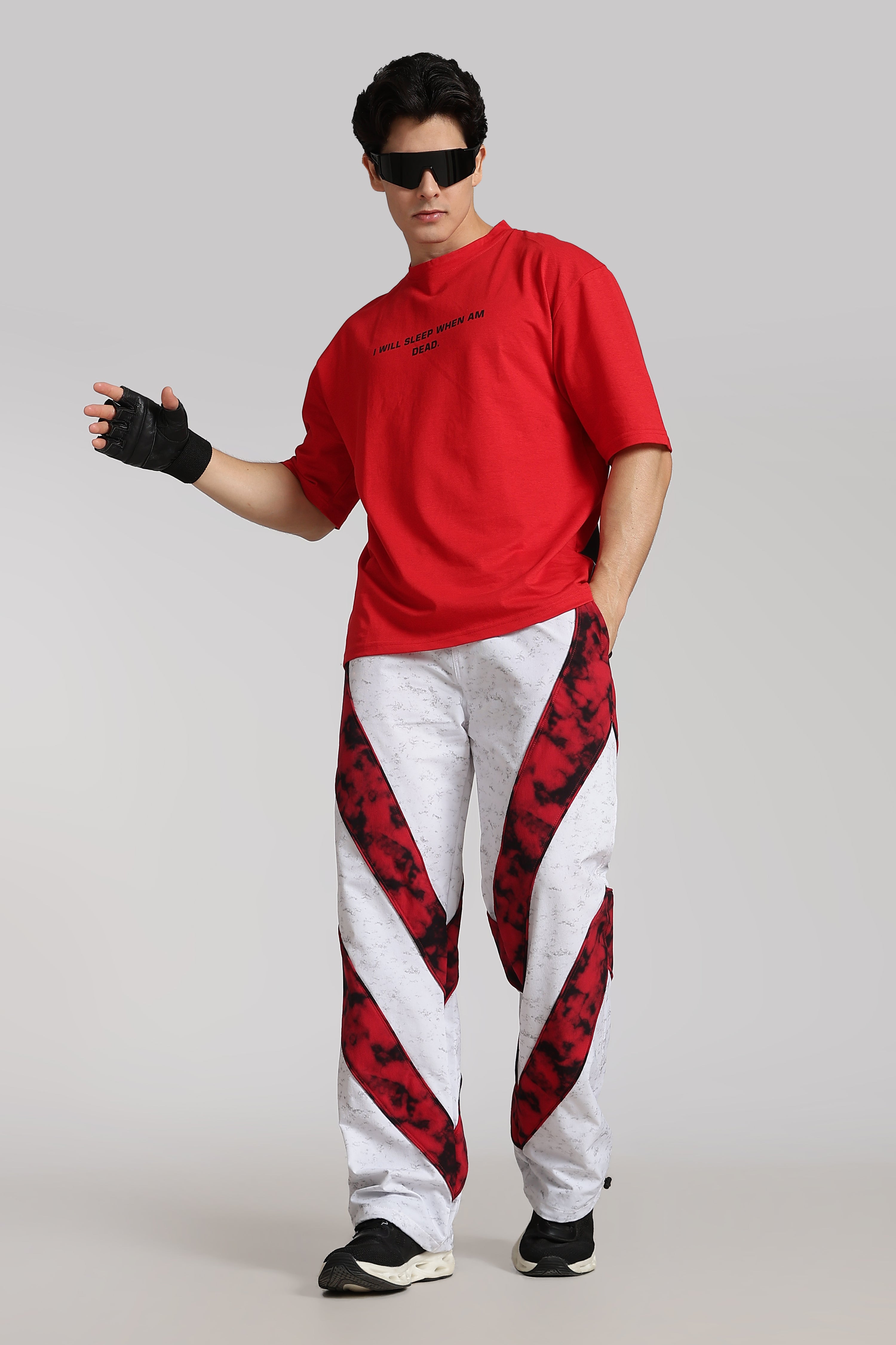 Quoted Monster Red Oversized Tshirt