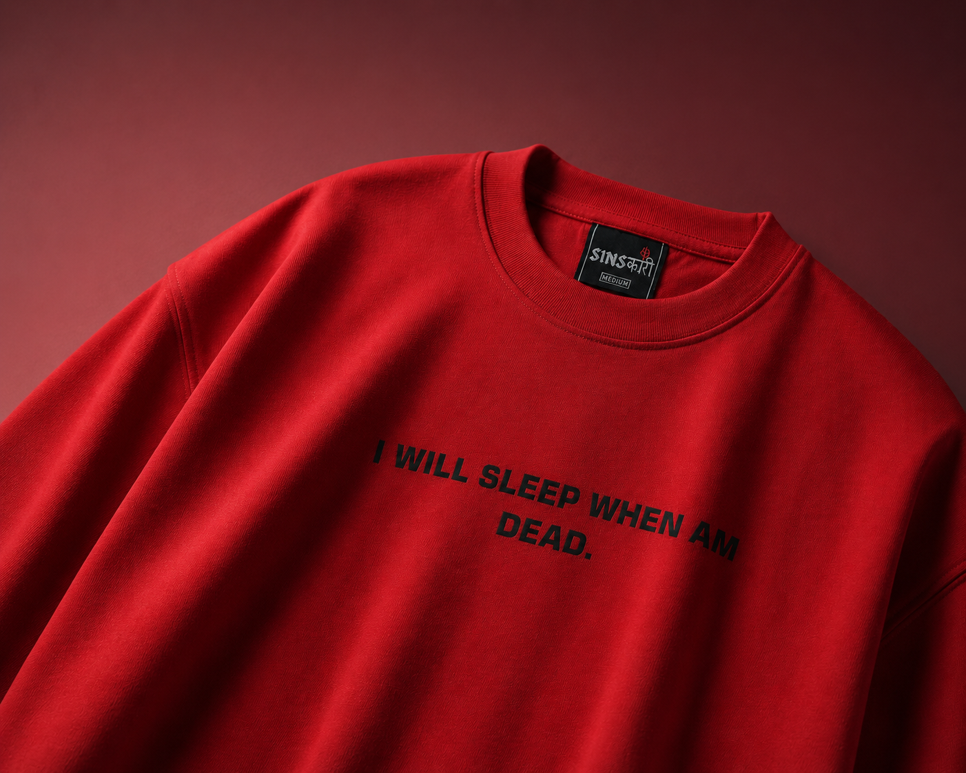 Quoted Monster Red Oversized Tshirt