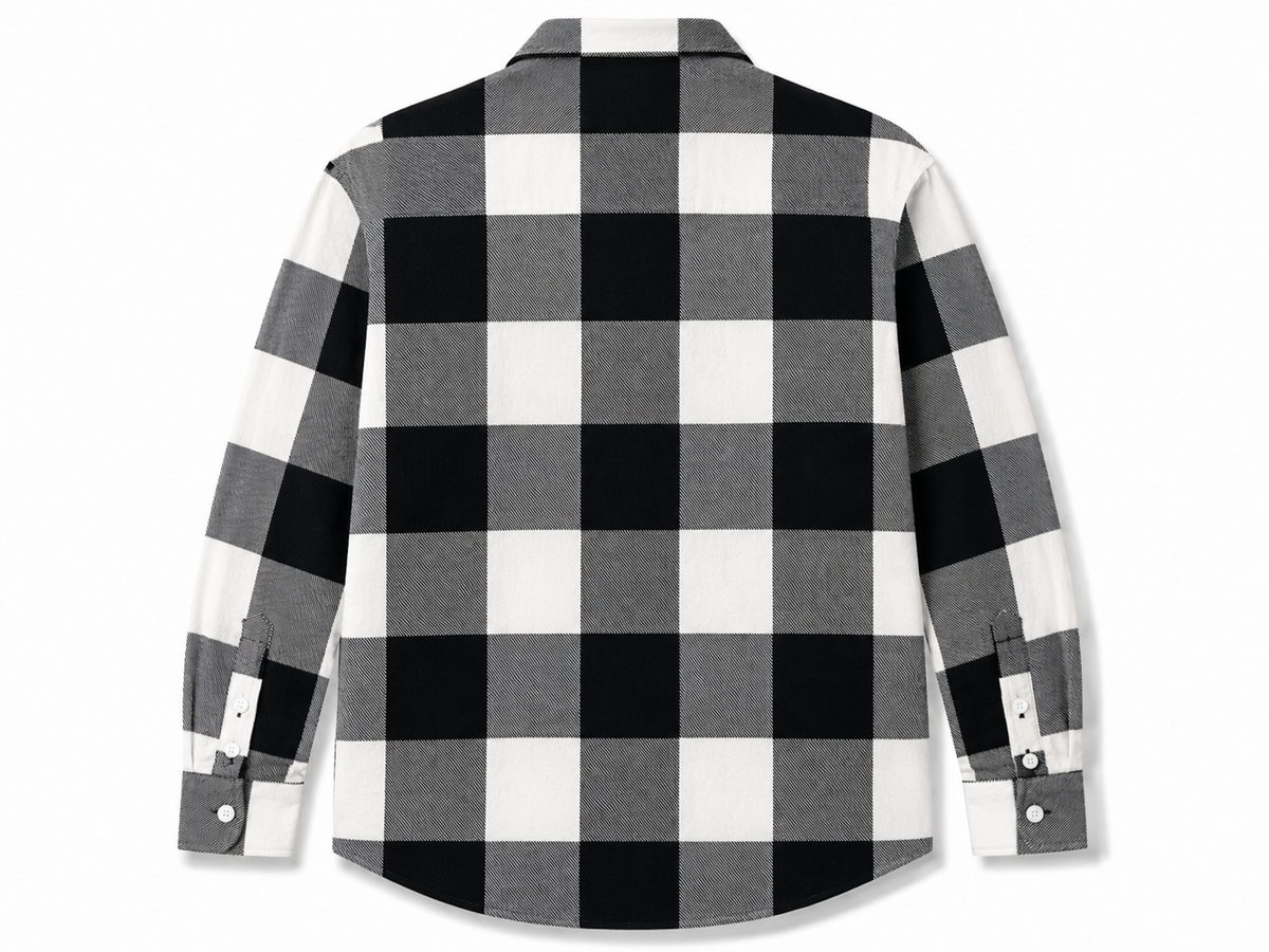 Black-White Check Cashmelon Fabric Shirts