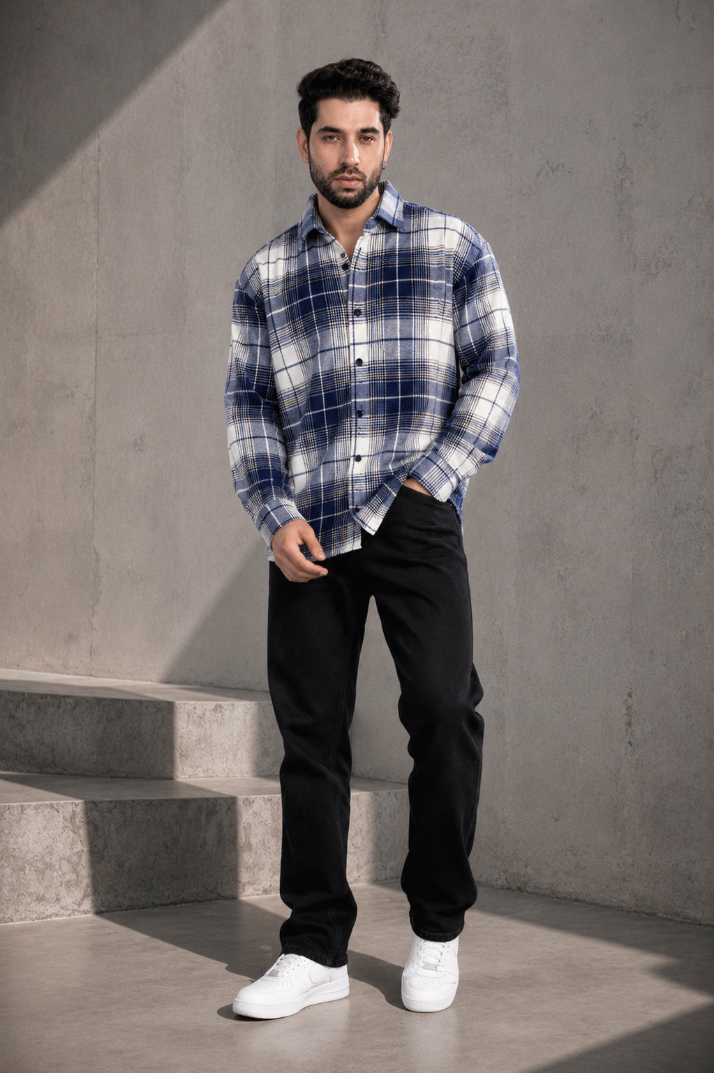 Navy Check Cashmelon Fabric Shirts Main image