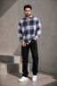 Navy Check Cashmelon Fabric Shirts