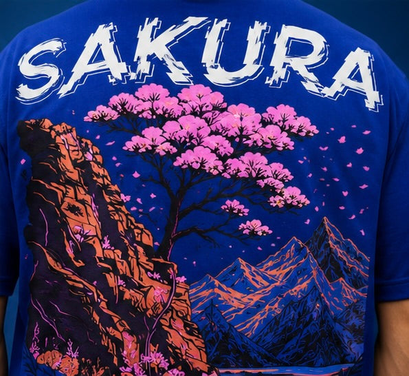 "Sakura" Royal Blue oversized-Tshirt