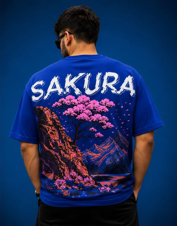 "Sakura" Royal Blue oversized-Tshirt Main image