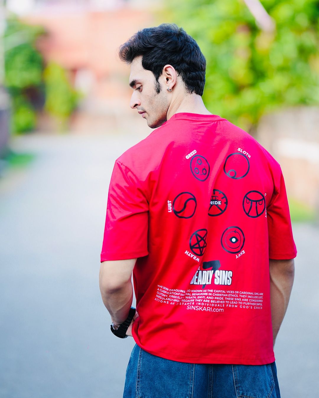 "7 Deadly Sins" Red Oversized T-Shirt Main image