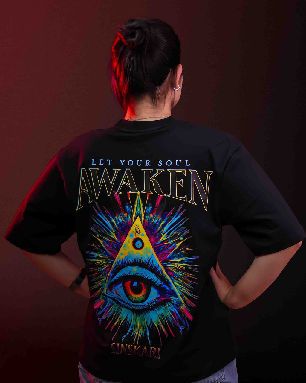 "Let your soul Awaken" Black Oversized T-Shirt