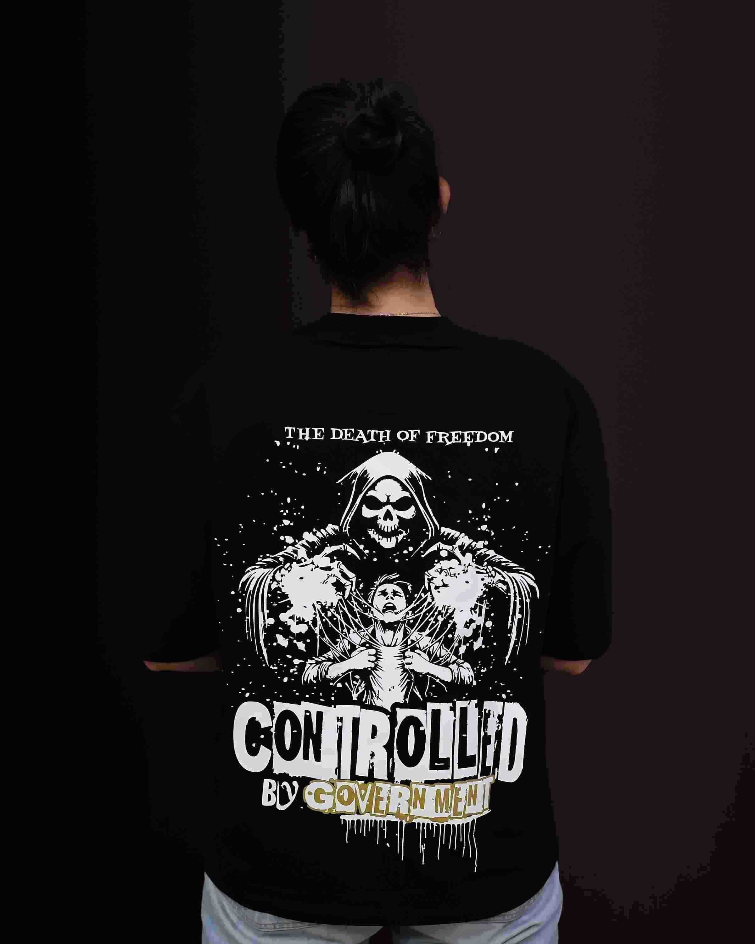'Controlled By Government' Black Oversized T-Shirt