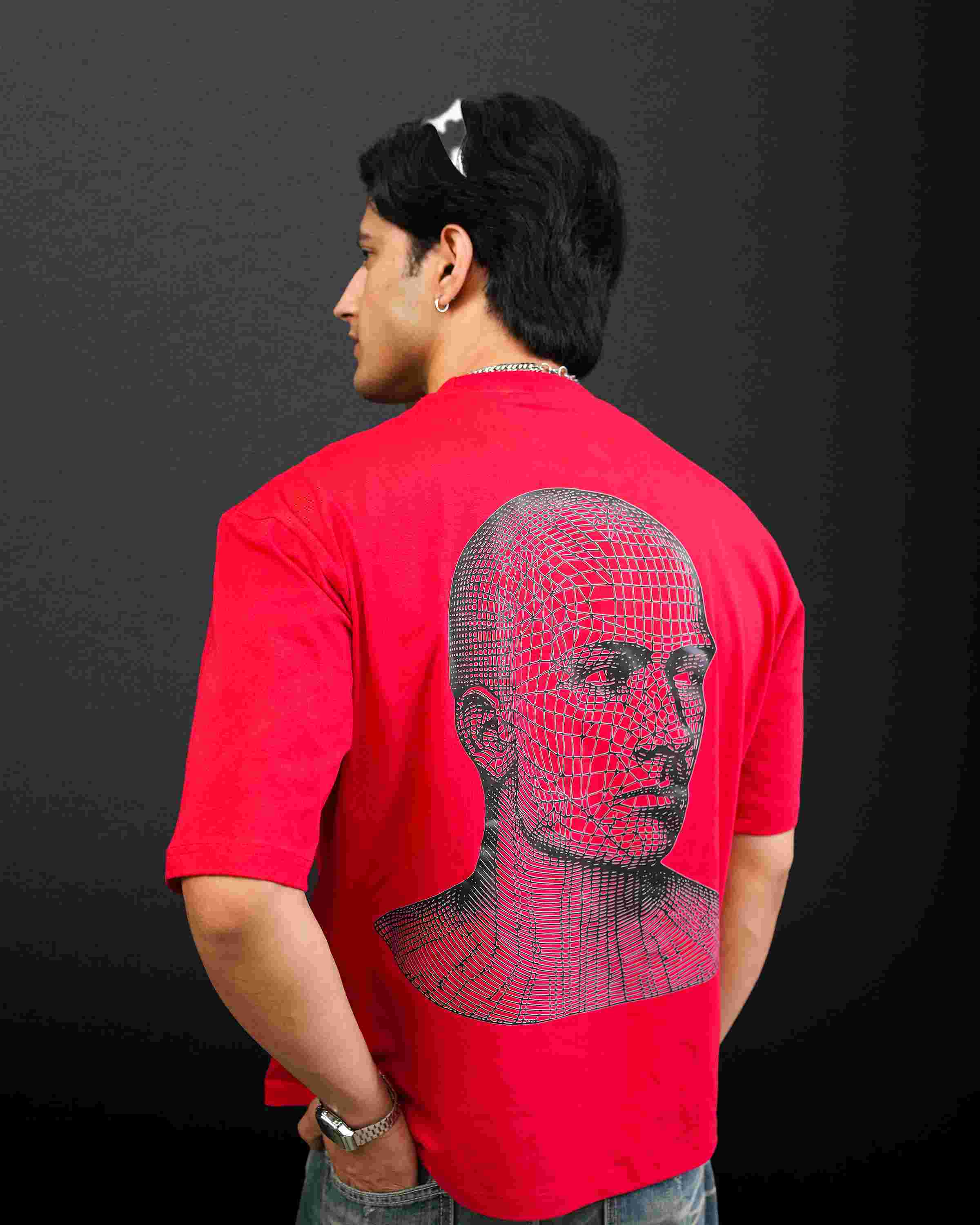 "Asmodeus calling" Red Oversized T-Shirt