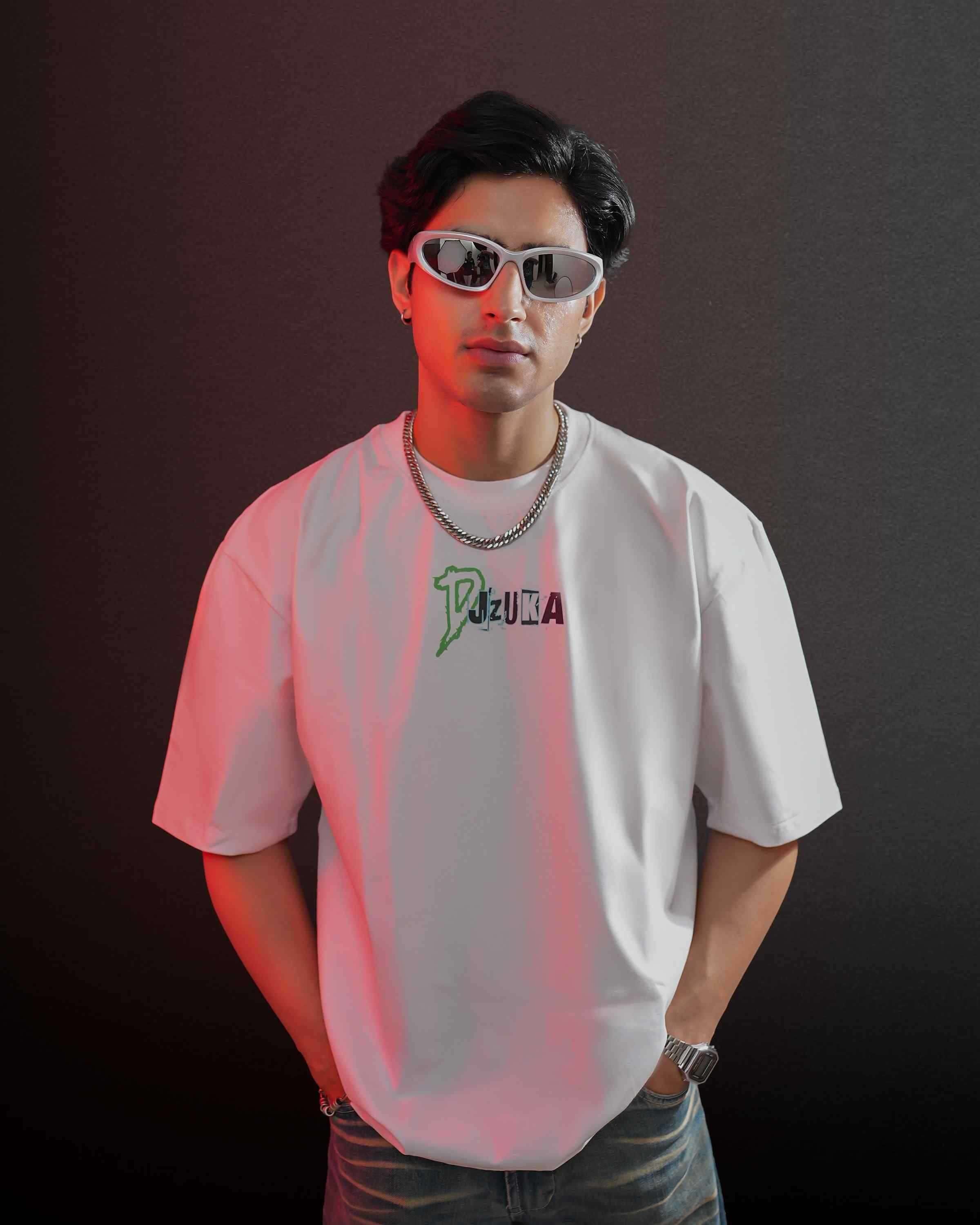 "Djzuka" White Oversized T-Shirt