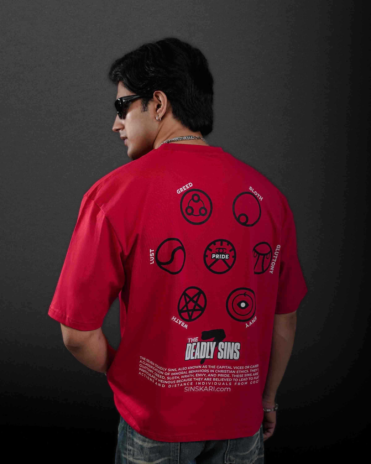 "7 Deadly Sins" Red Oversized T-Shirt Main image