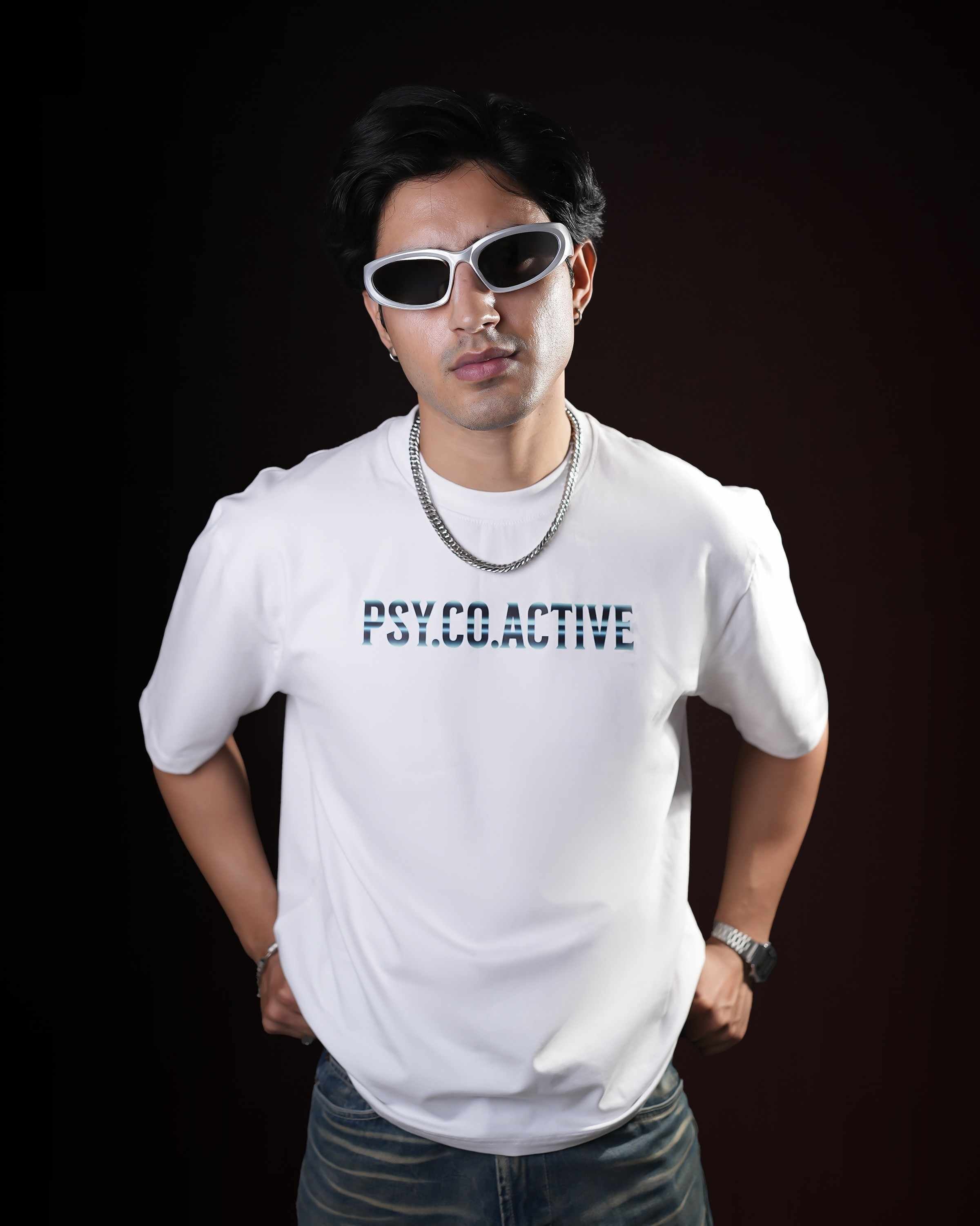'Psycoactive' White Oversized T-Shirt