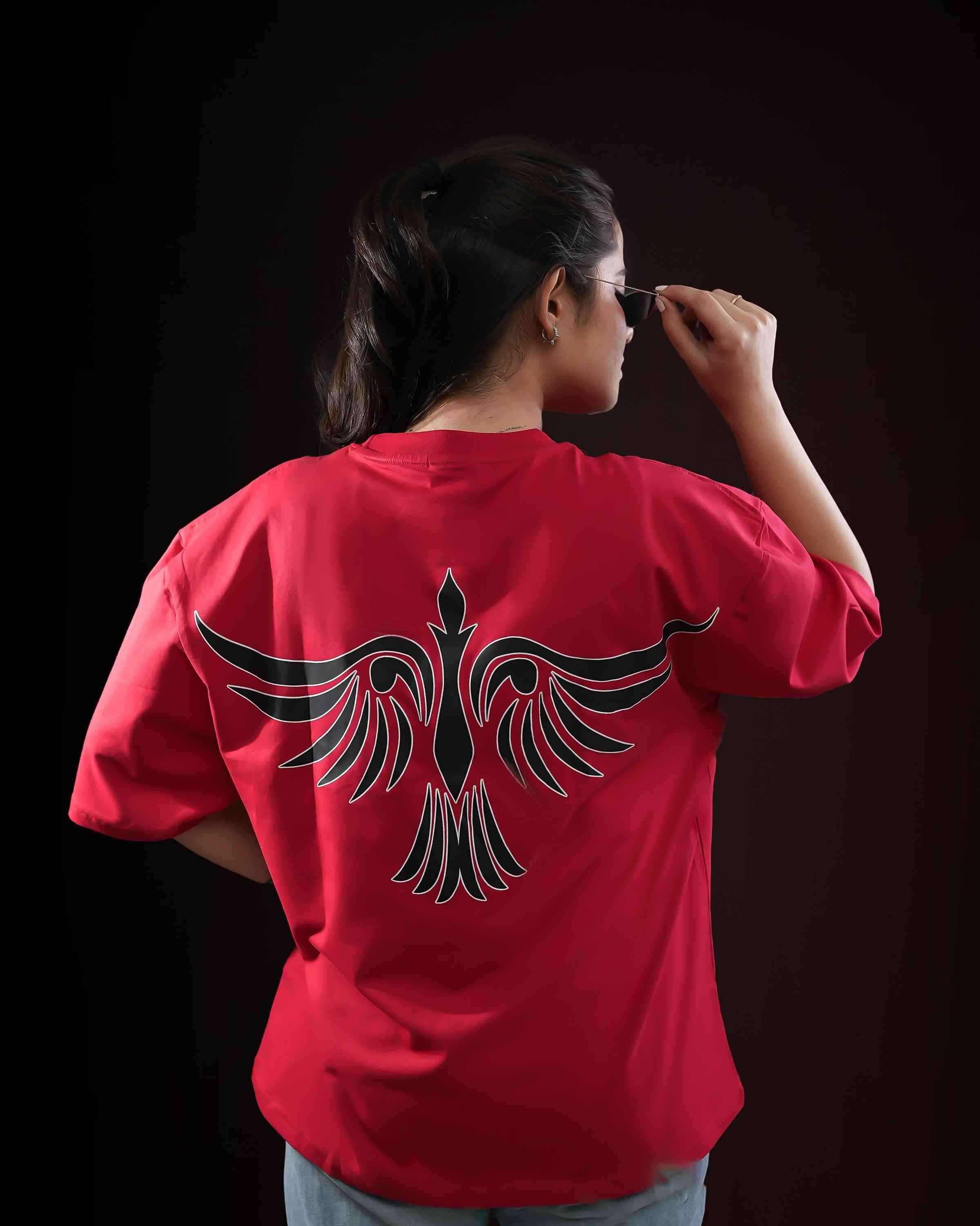 "Ant~Asti~Prarambh" Red Oversized T-Shirt Main image