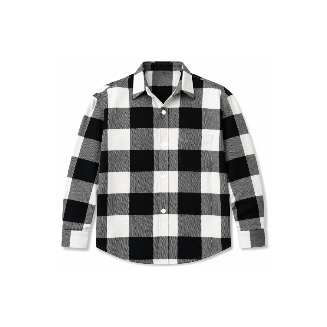 Black-White Check Cashmelon Fabric Shirts Main image