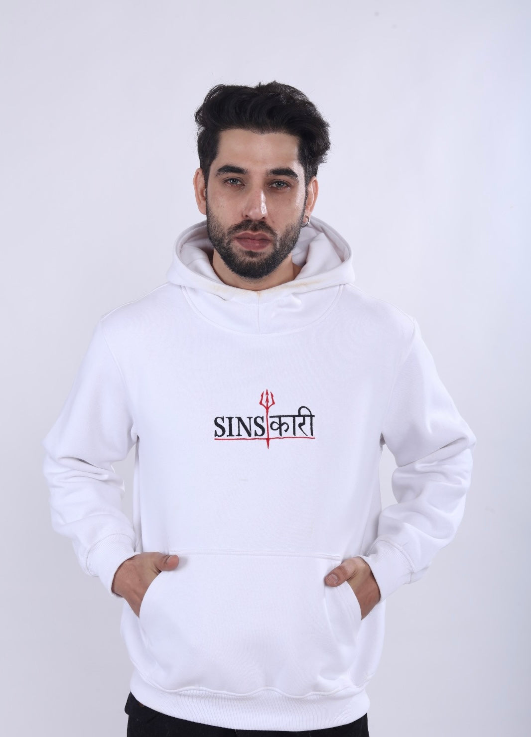 White Printed Heavy Hoodie