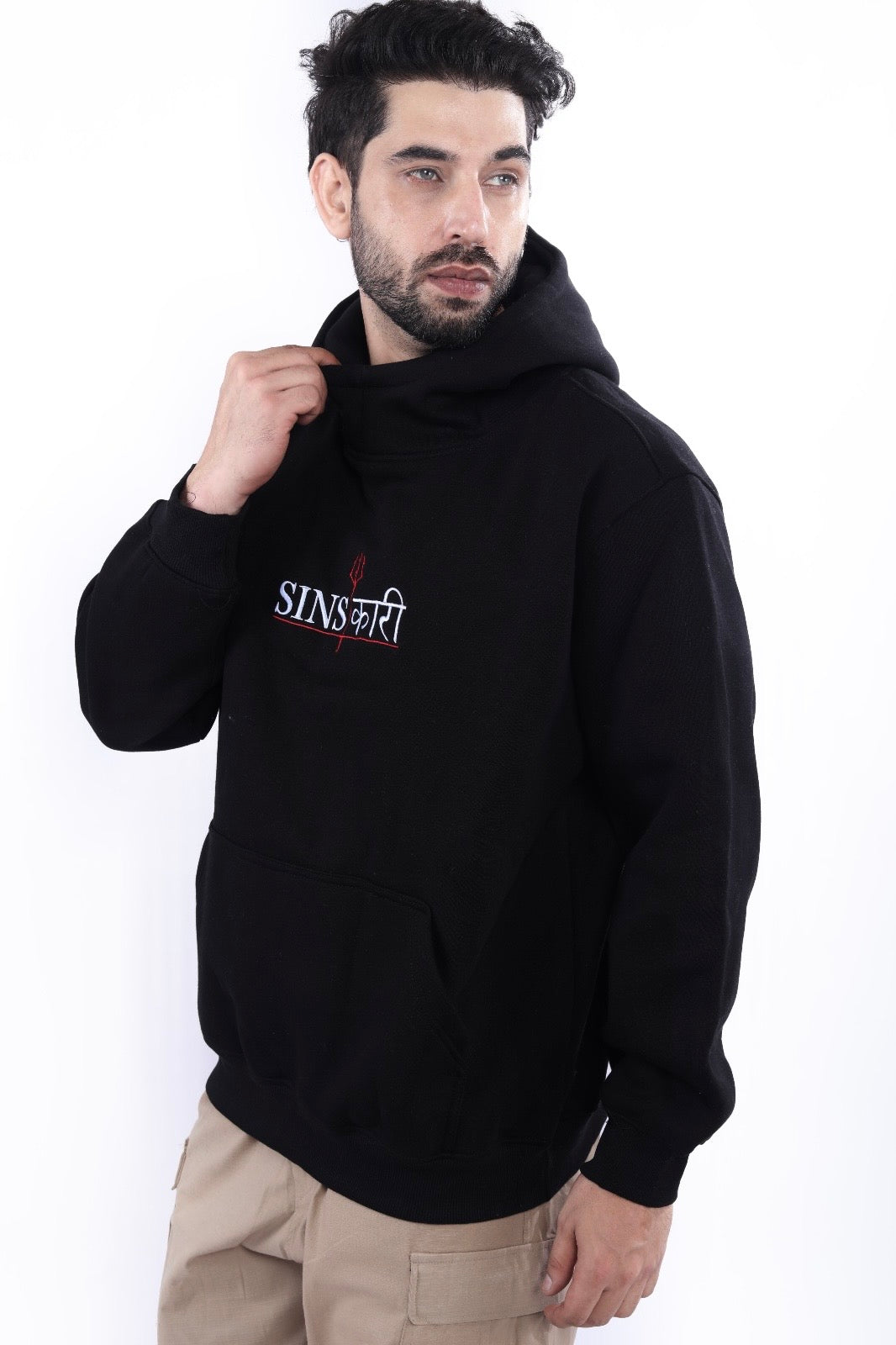 Black Solid Sinskari Crew Hoodie